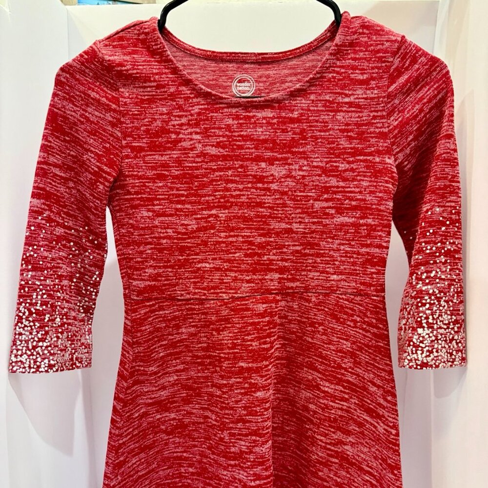 Matching Girls Dresses Wonder Nation Red Knit Dresses Sizes 6X & 7/8 Sister Set